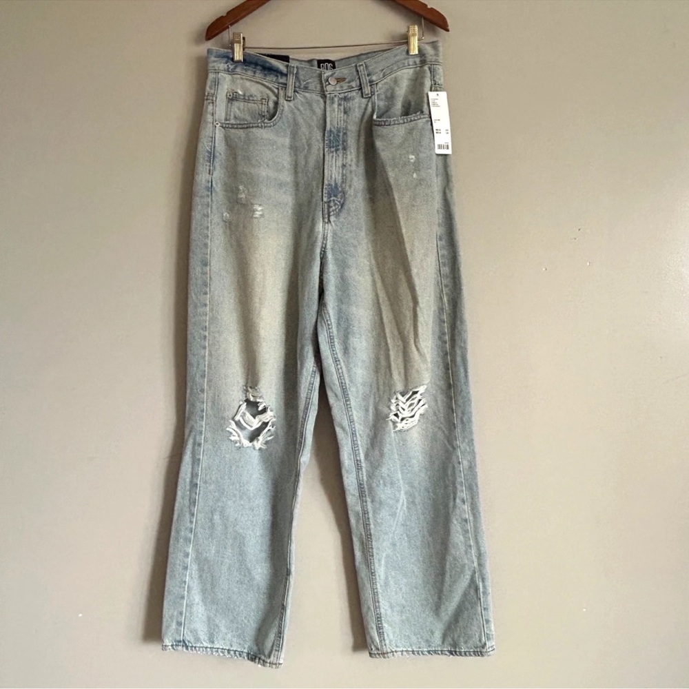 Urban Outfitters Washed Light Blue Distressed Straight Leg Jeans